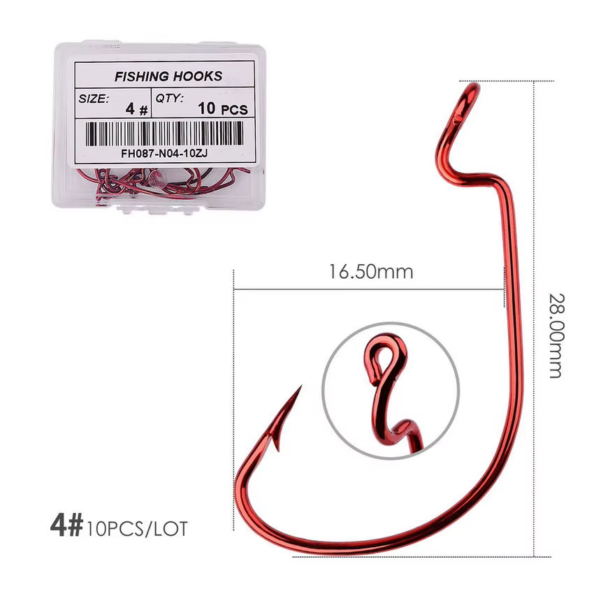 10Pcs/ Box Fishing Hook Offset 8# - 5/0# Crank Hook for Soft Worm Bait Fishhook Crankbait Fishing Tackle Accessories Pesca Hooks