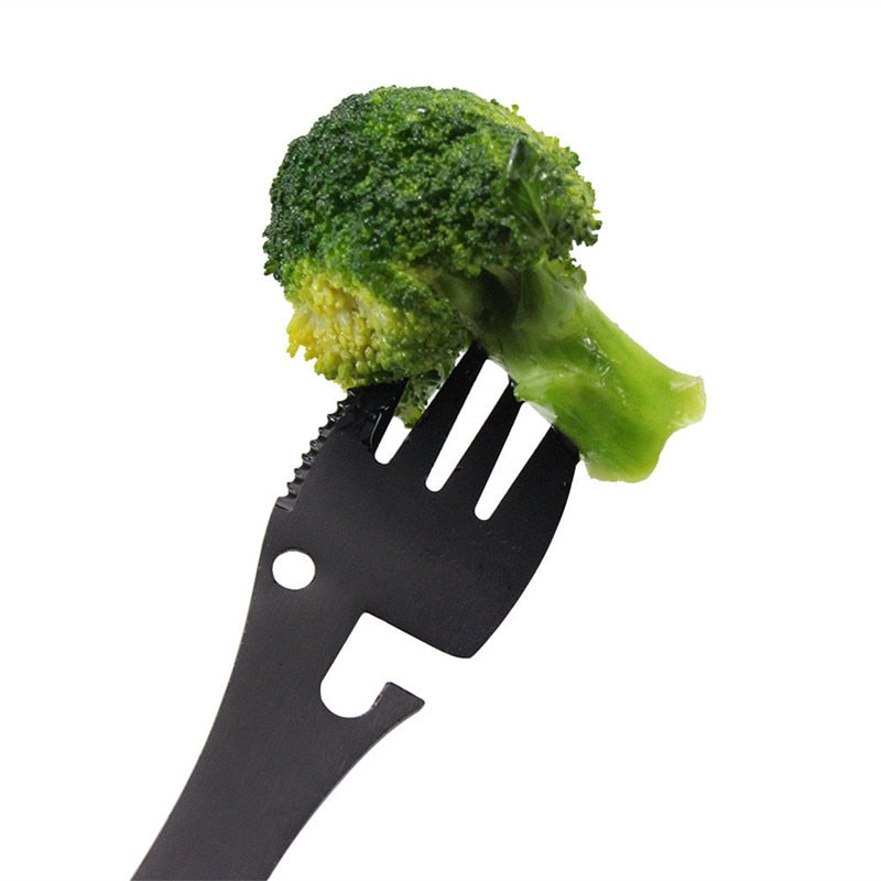 Multifunctional Camping Cookware Spoon Fork Bottle Opener Portable Tool Safety Survival