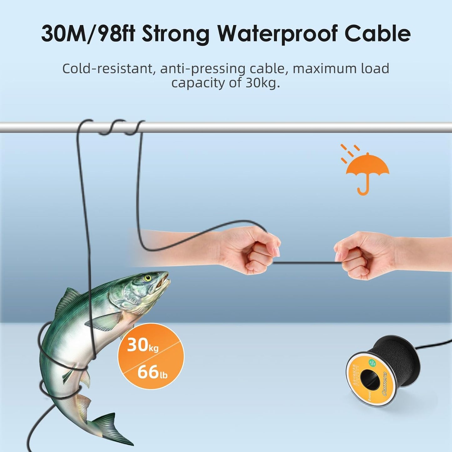 Underwater Fishing Camera 7 Inch LCD Monitor Fish Finder Waterproof 1000TVL Fishing Camera 12Pcs Infrared Lights for Lake, Boat, Ice Fishing