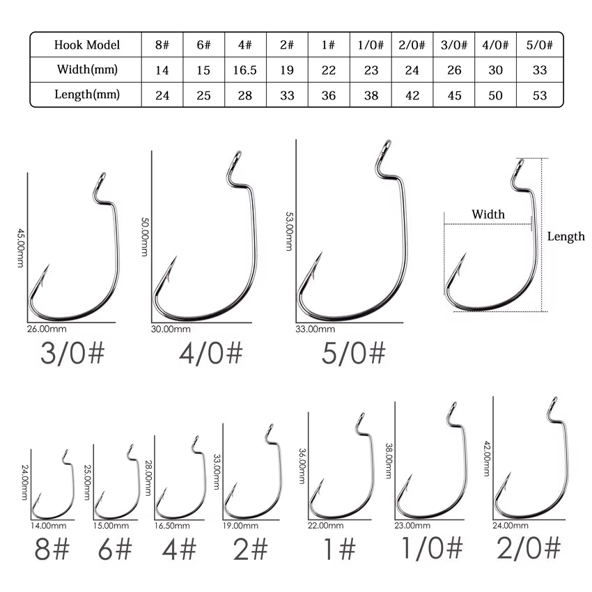 10Pcs/ Box Fishing Hook Offset 8# - 5/0# Crank Hook for Soft Worm Bait Fishhook Crankbait Fishing Tackle Accessories Pesca Hooks
