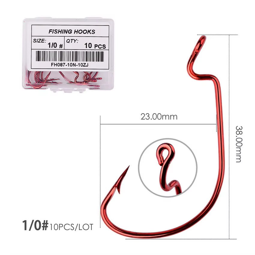 10Pcs/ Box Fishing Hook Offset 8# - 5/0# Crank Hook for Soft Worm Bait Fishhook Crankbait Fishing Tackle Accessories Pesca Hooks