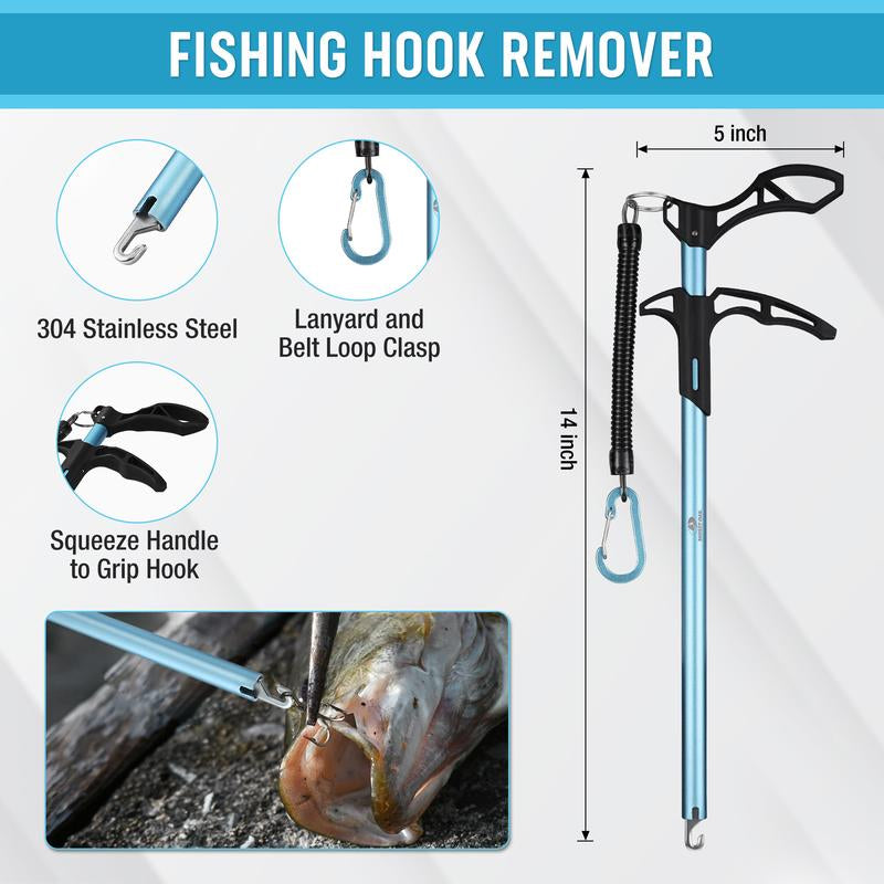 Mossy Oak Fishing Tools Kit - Plier, Fillet Knife, Lip Gripper, Hook Remover, Digital Scale, Line Snip, Fly Retractor, with Sheath Lanyard - Gifts for Men