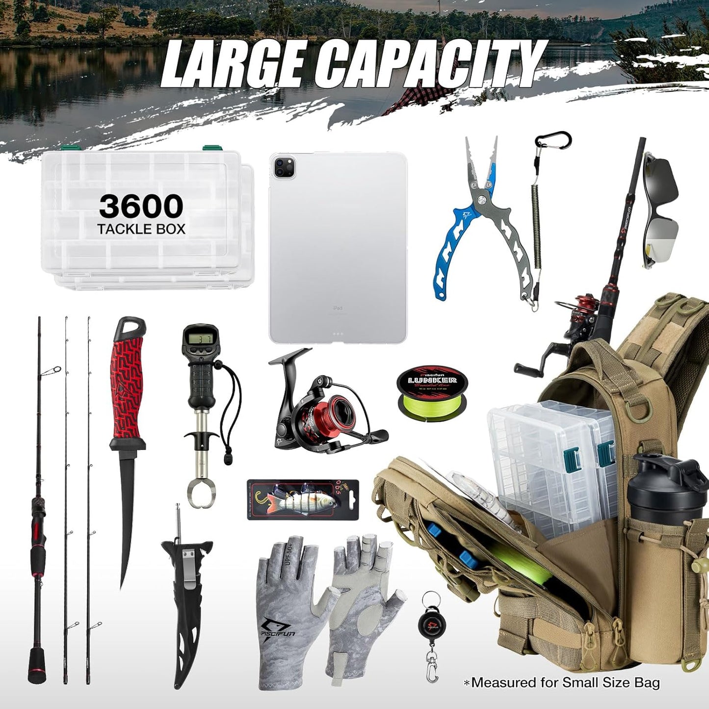 Fishing Tackle Backpack with Rod & Gear Holder, Lightweight Outdoor Water-Resistant Fishing Shoulder Storage Bag