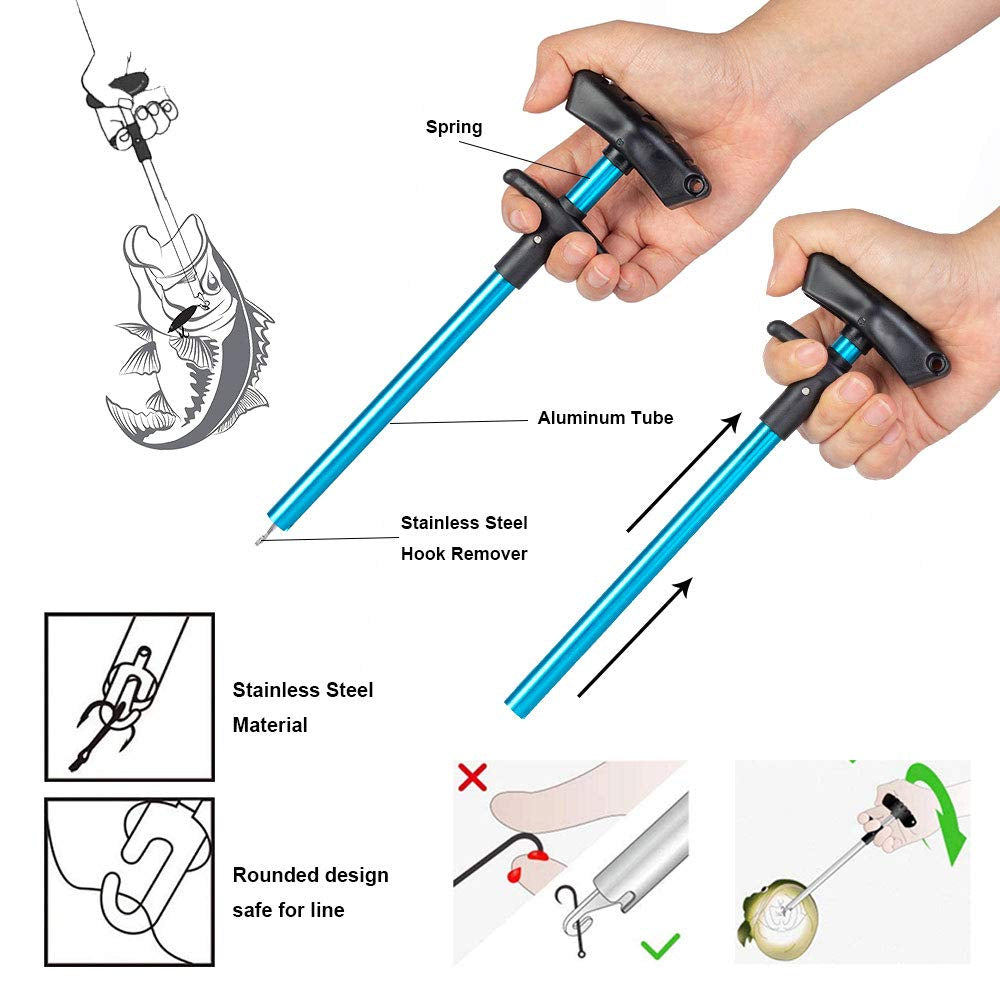 Beswlz Fish Hook Remover 3 Pieces,Squeeze-Out Fish Hook Separator Tools Fishing Pliers Stainless Steel with Sheath,Portable Fishing Extractor Tool Set for Fishing Minimize Injuries