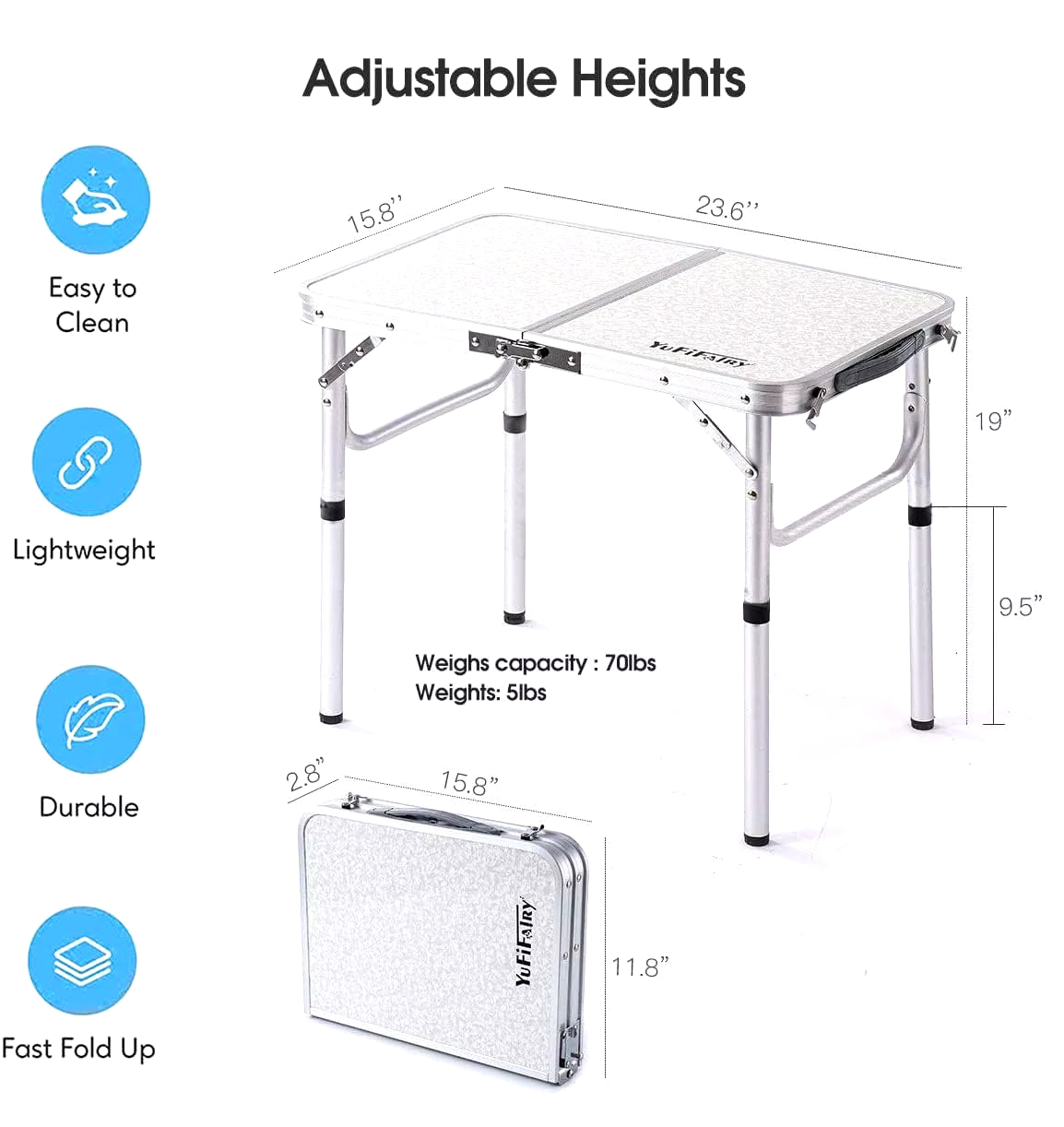 Portable Foldable Camping Table - Stainless Steel Outdoor Furniture for Picnics and Nature Hikes