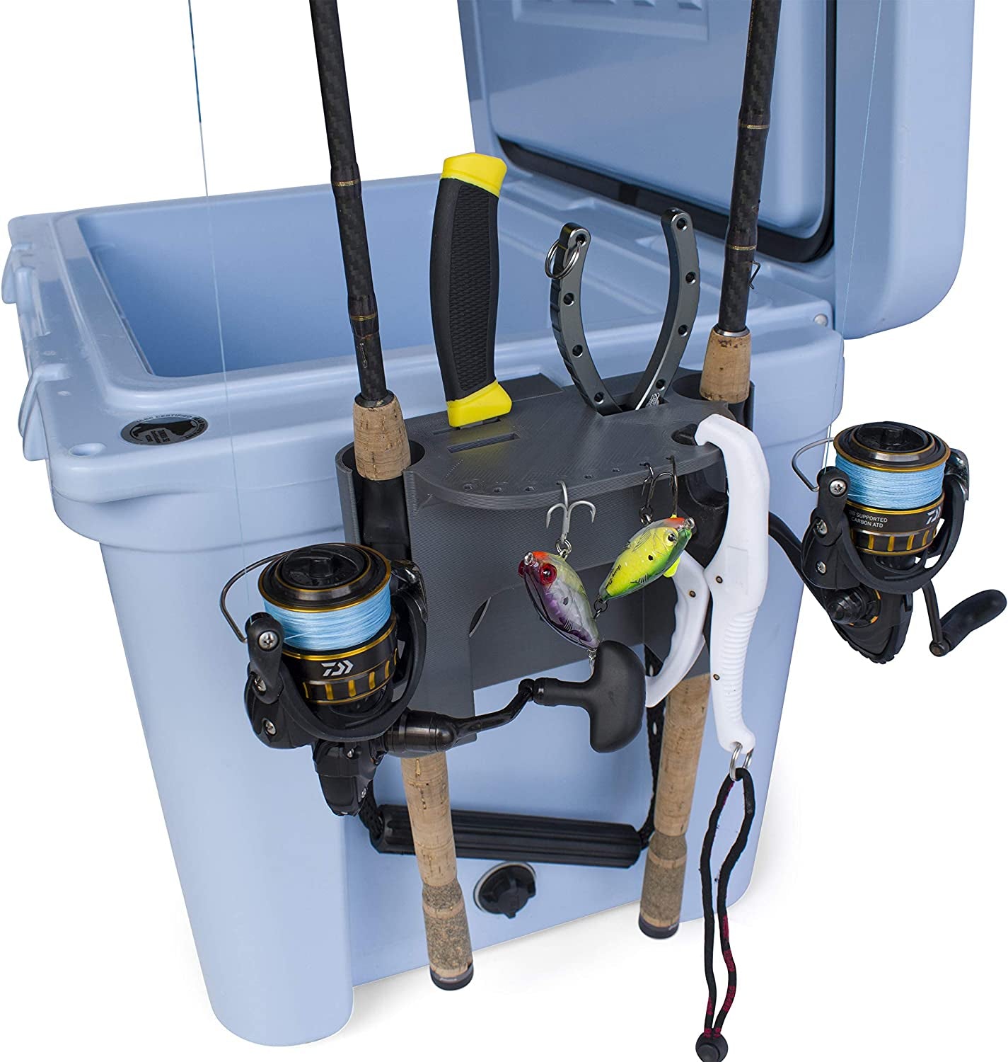 Fishing Rod Holder Compatible with YETI Tundra and Tundra Haul Coolers (Gunmetal Gray)