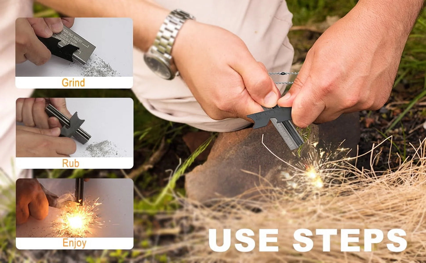 Fire Starter Magnesium Flint Tools Waterproof Emergency Matches, 4 Pack