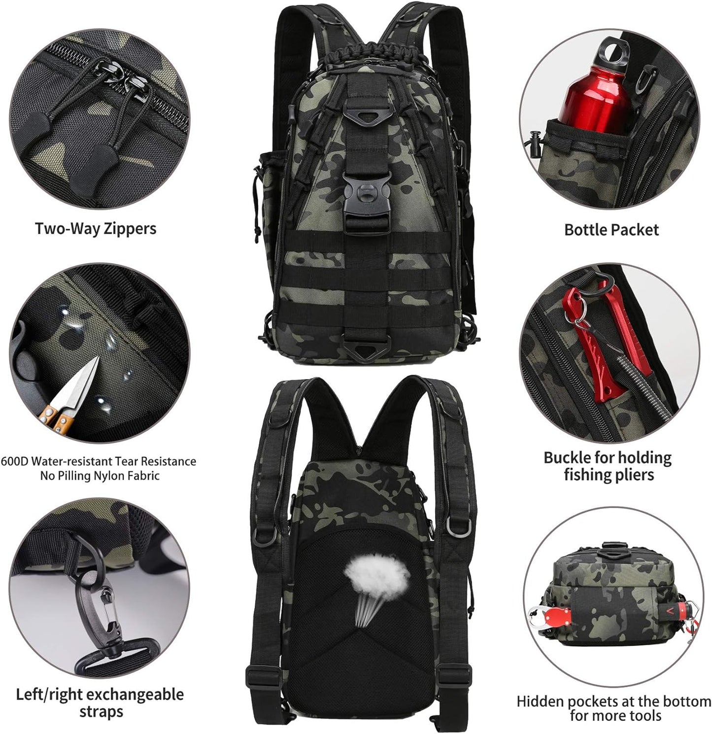 Fishing Backpack Storage Bag Outdoor Tackle Bag Large Fishing Tackle Bag Water-Resistant Outdoor Shoulder Backpack Fishing Gear Bag(Upgraded Version)