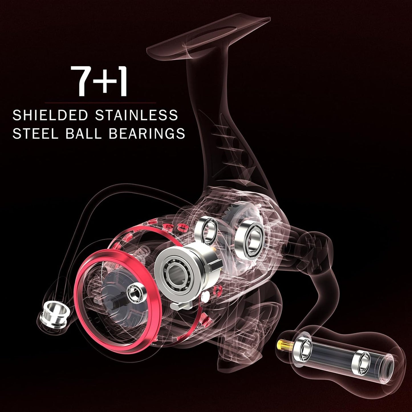 Spinning Reel, Saltwater Spinning Fishing Reels, Freshwater Fishing Reel, Ultra Lightweight Body, 8 Stainless Steel BB, 5.0:1 Gear Ratio, Max 17.6Lbs Drag, Come with 109Yards Braided Line