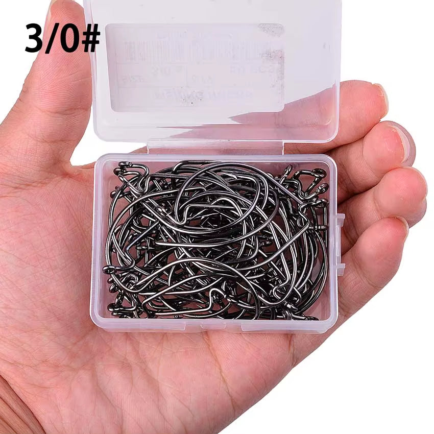 10Pcs/ Box Fishing Hook Offset 8# - 5/0# Crank Hook for Soft Worm Bait Fishhook Crankbait Fishing Tackle Accessories Pesca Hooks
