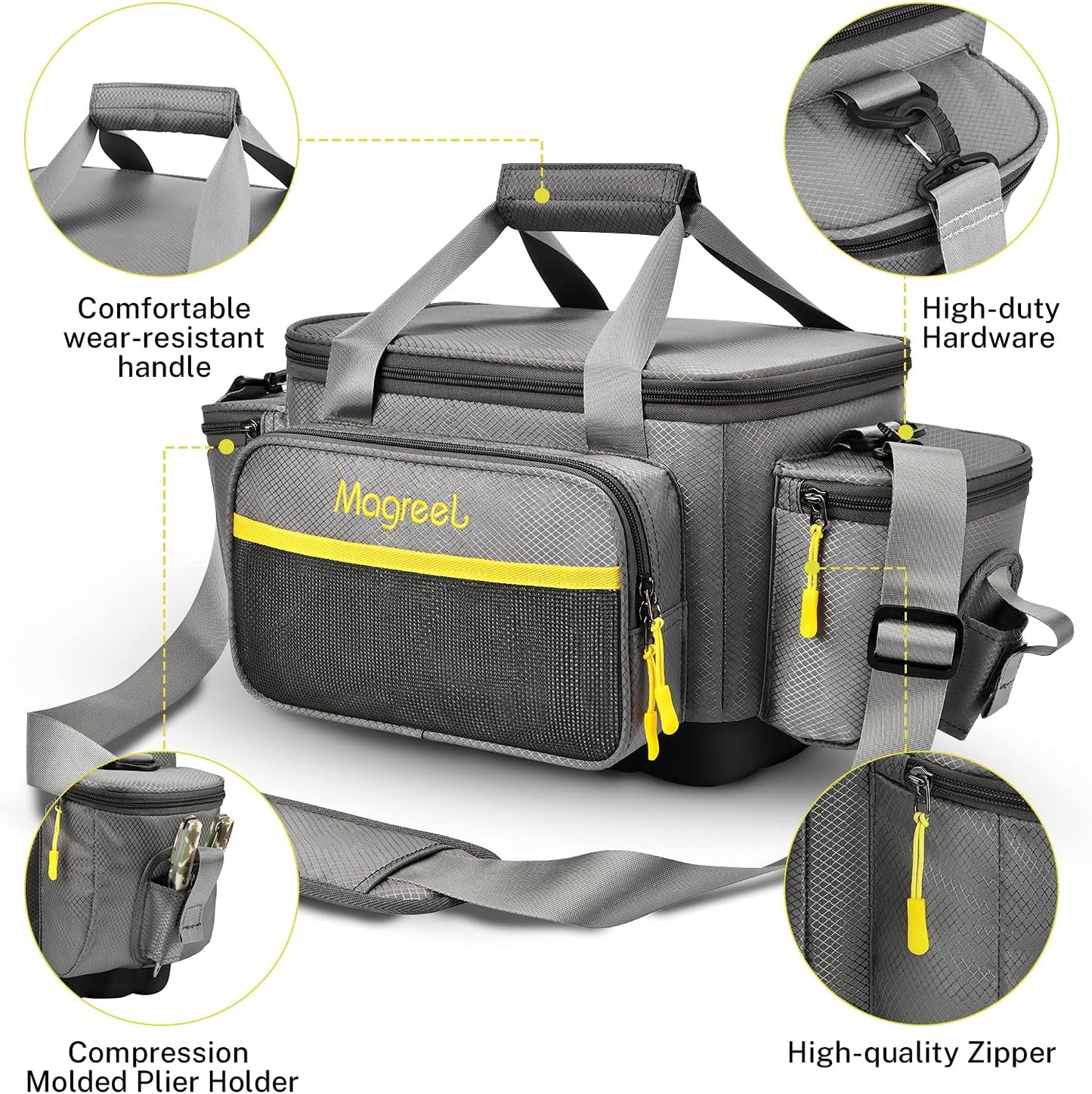 Fishing Tackle Bag, Water-Resistant Polyester Fishing Tackle Storage Shoulder Bag with Padded Shoulder Strap and Non-Slip Base Suitable for 3600 Tackle Box