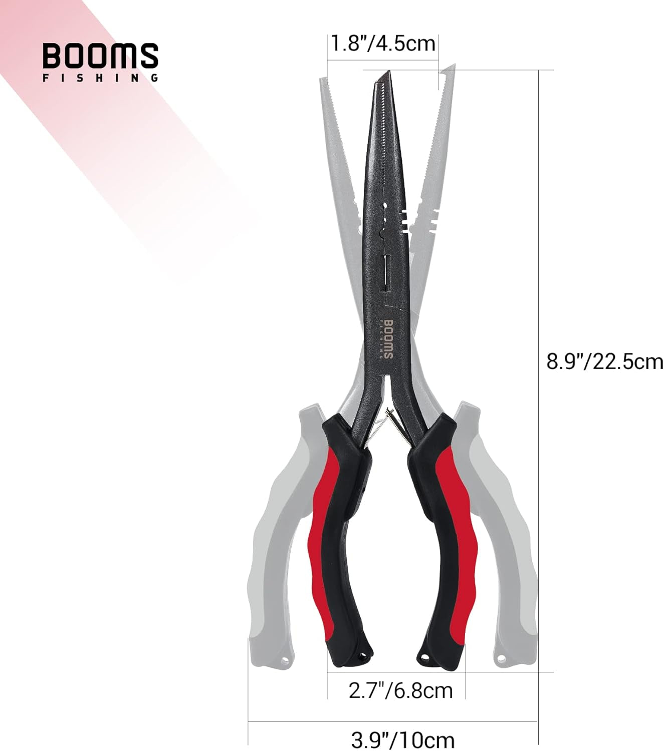 F03 Needle Nose Fishing Pliers, 9" Fisherman'S Pliers, Long Nose Hook Remover, Saltwater Resistant Fishing Gear, Red