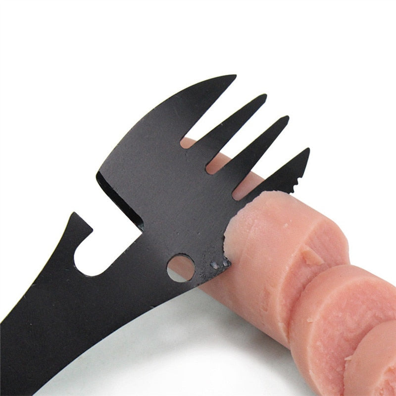 Multifunctional Camping Cookware Spoon Fork Bottle Opener Portable Tool Safety Survival