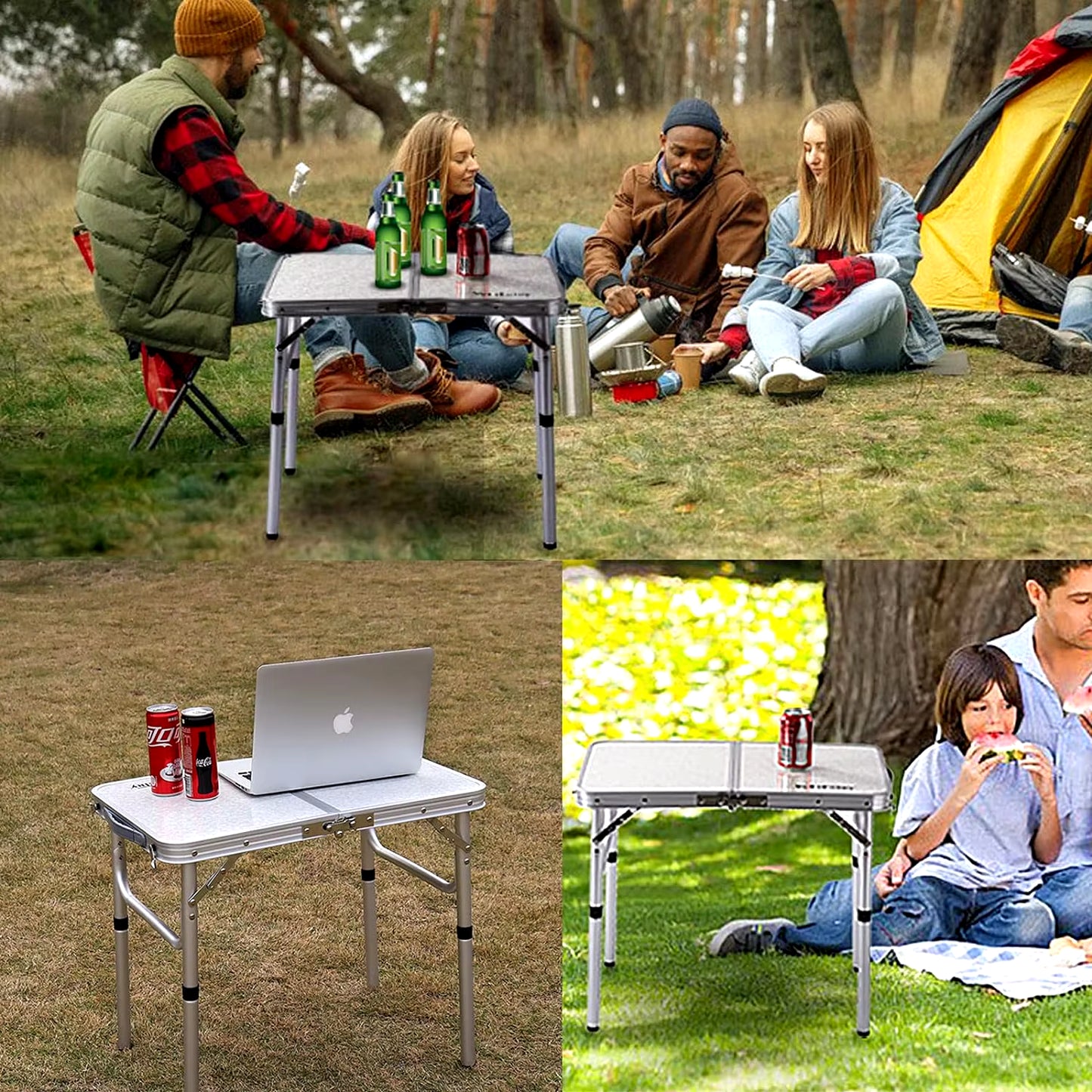 Portable Foldable Camping Table - Stainless Steel Outdoor Furniture for Picnics and Nature Hikes