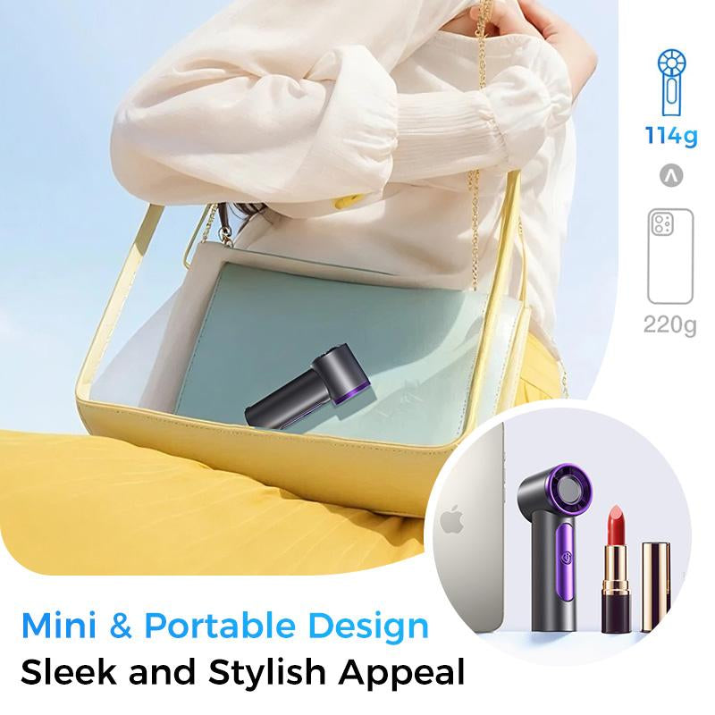 MAGIC JOHN Mini Handheld Fan with LED Display - High-Performance, USB Rechargeable, Sleek and Ultra-Portable Personal Fan for Travel, Office, and Home Use