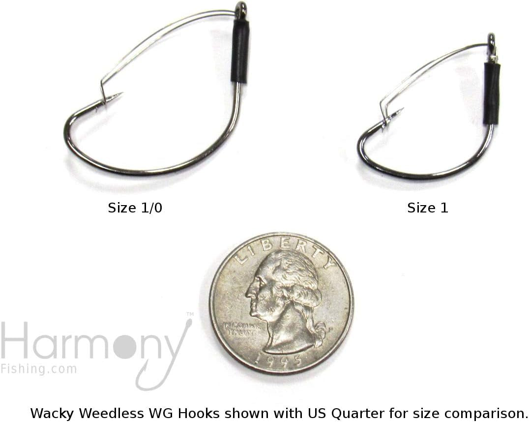 Harmony Fishing - Razor Series Wacky Weedless WG Hooks - the Ultimate Bass Fishing Hooks for the Wacky Rig & Neko Rig