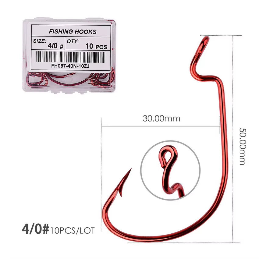 10Pcs/ Box Fishing Hook Offset 8# - 5/0# Crank Hook for Soft Worm Bait Fishhook Crankbait Fishing Tackle Accessories Pesca Hooks