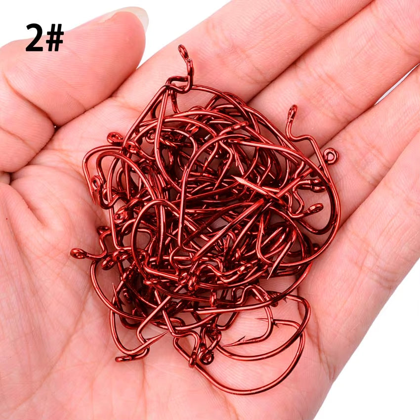 10Pcs/ Box Fishing Hook Offset 8# - 5/0# Crank Hook for Soft Worm Bait Fishhook Crankbait Fishing Tackle Accessories Pesca Hooks
