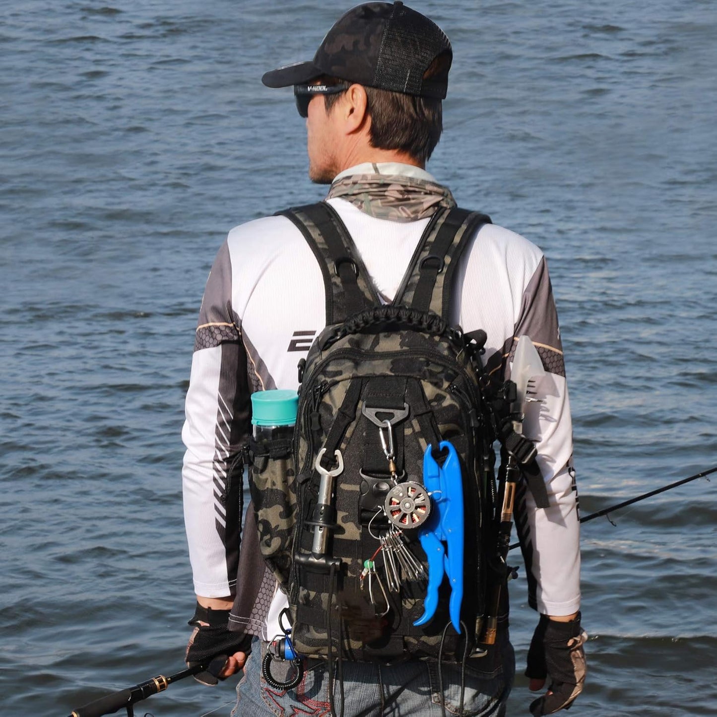 Fishing Backpack Storage Bag Outdoor Tackle Bag Large Fishing Tackle Bag Water-Resistant Outdoor Shoulder Backpack Fishing Gear Bag(Upgraded Version)