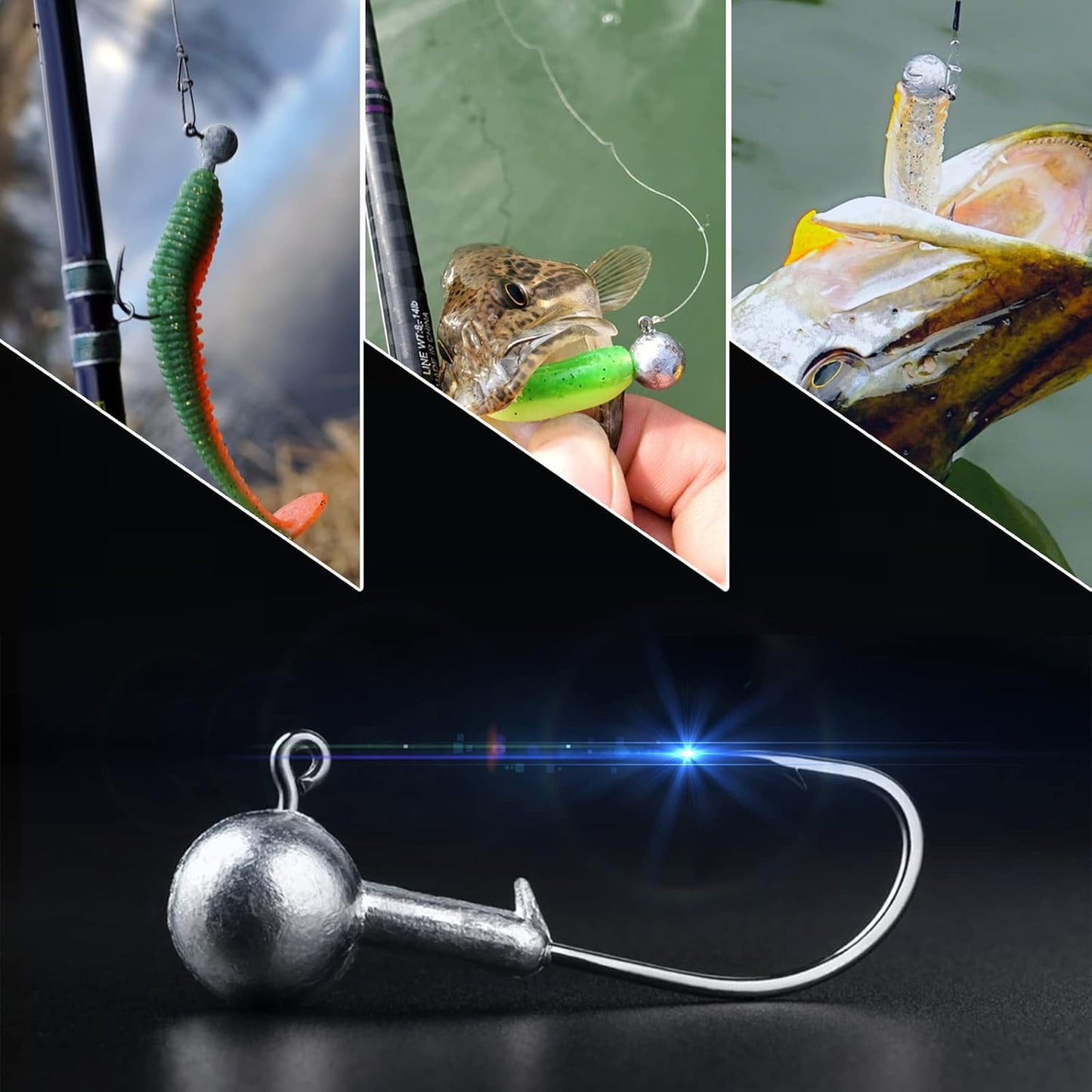 Barb Saltwater Jig Head Hook Bass Freshwater Jigs Hook Lead round Ball Fishing Jig Lead Tackle Sharp