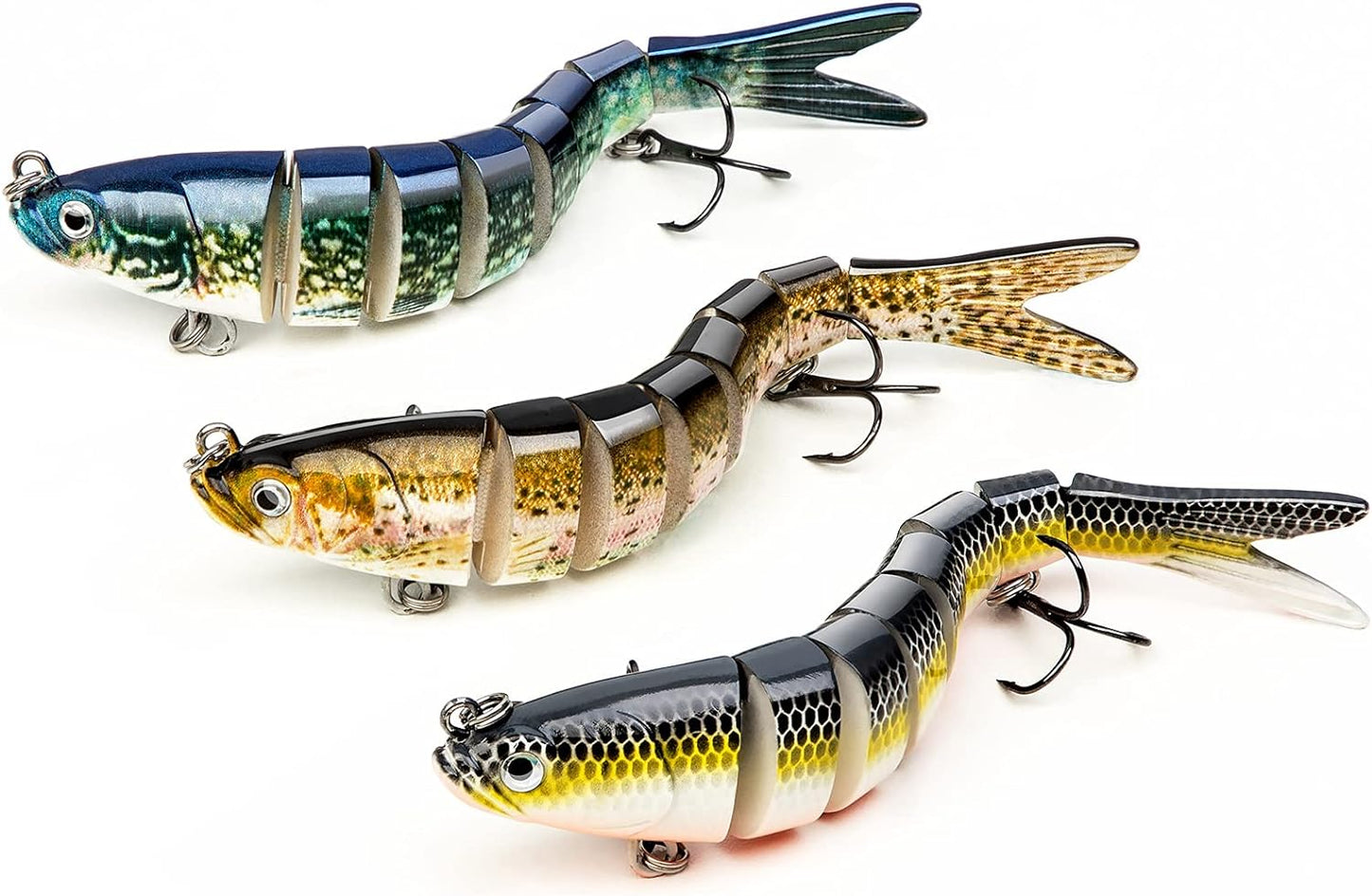 Fishing Lures for Bass Trout Multi Jointed Swimbaits,Slow Sinking Bionic Hard Swimming Lures,Lifelike Fishing Lures for Freshwater or Saltwater,Trout Perch Pike Walleye Bass Lures Kit