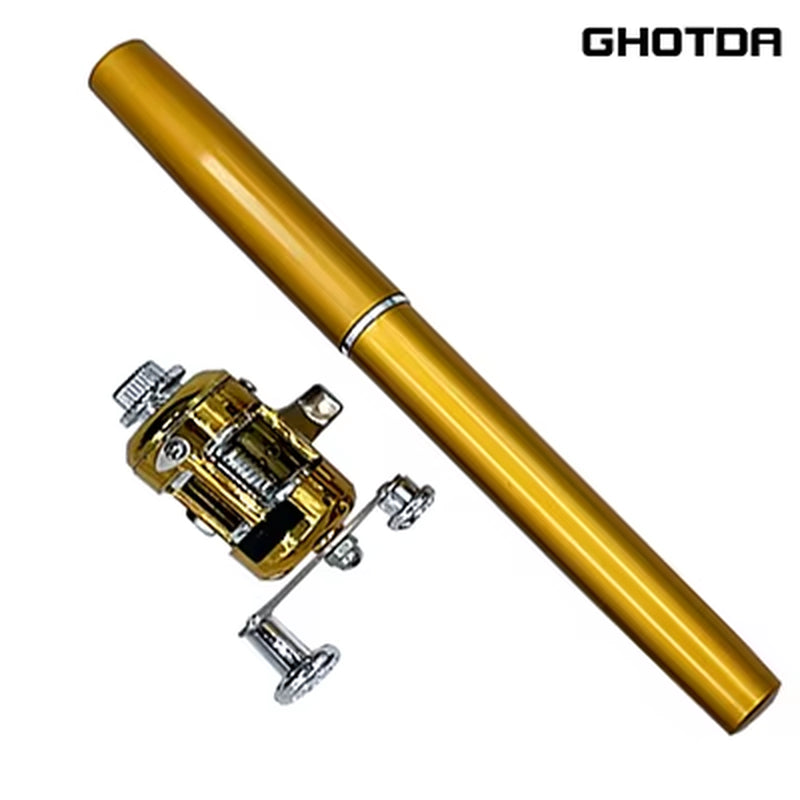 Outdoor Portable Mini Pen Fishing Rod Telescopic Pocket Pen Fishing Rod Mini Fishing Reel Fishing Accessories