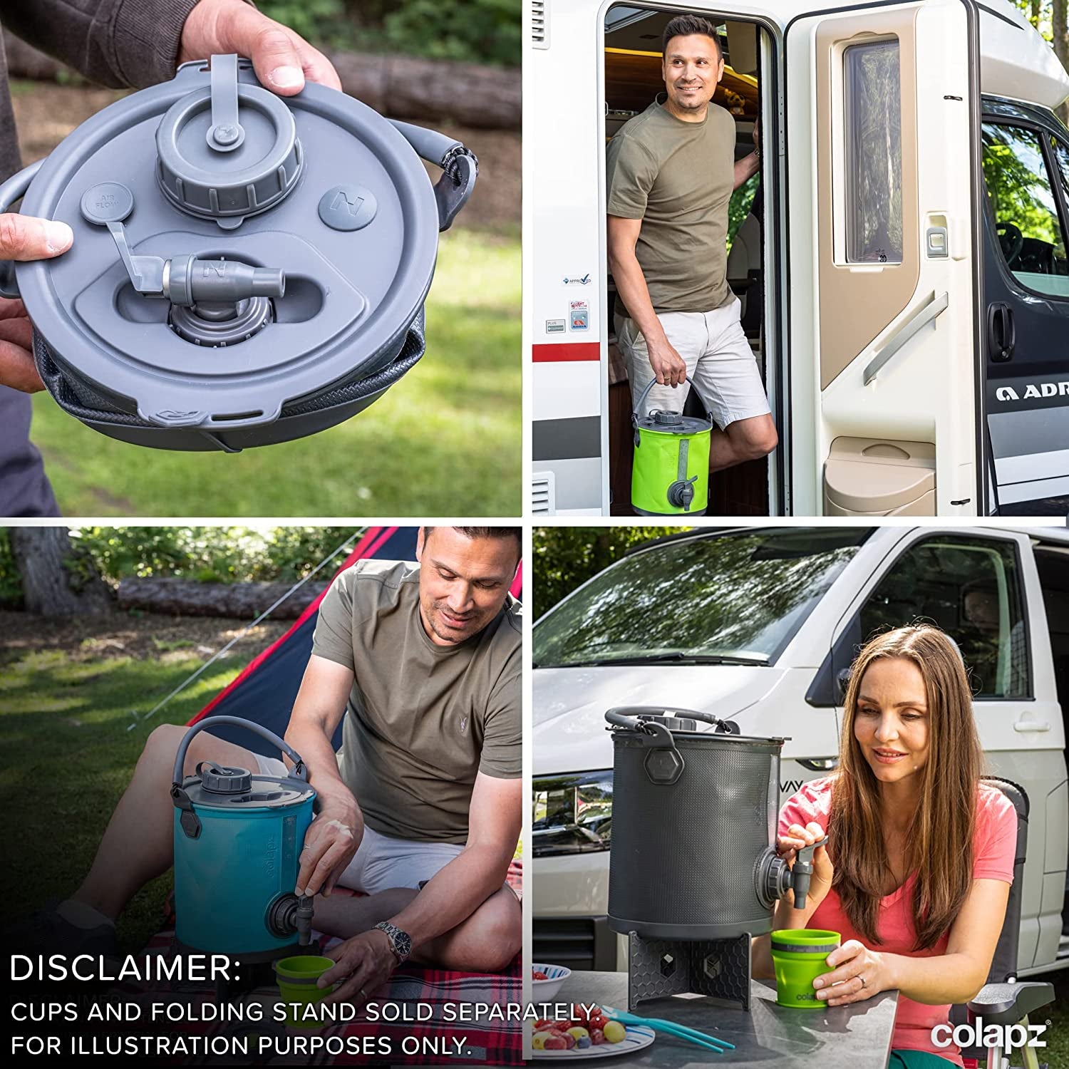 2-In-1 Collapsible Camping Water Container with Spigot - 2 Gallon Portable Bucket & Camping Water Jug with Spout - Sports Water Jug - RV Bucket - Water Jug Dispenser