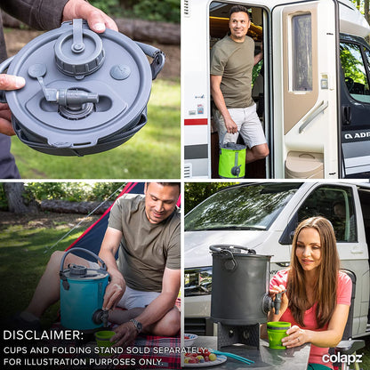 2-In-1 Collapsible Camping Water Container with Spigot - 2 Gallon Portable Bucket & Camping Water Jug with Spout - Sports Water Jug - RV Bucket - Water Jug Dispenser