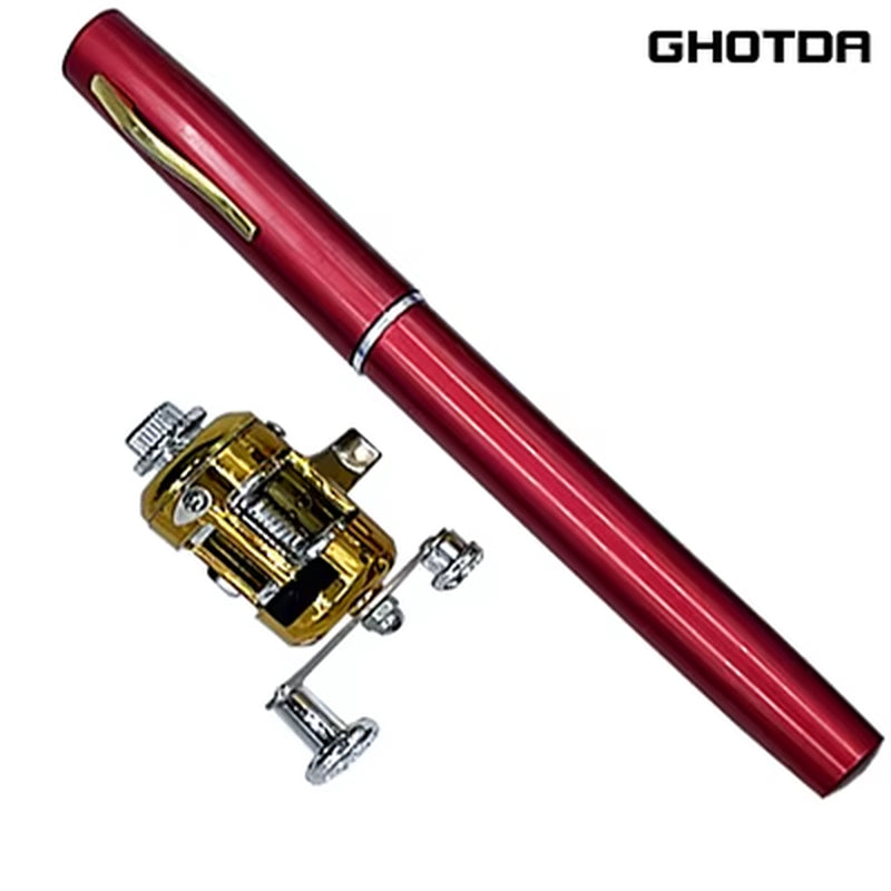Outdoor Portable Mini Pen Fishing Rod Telescopic Pocket Pen Fishing Rod Mini Fishing Reel Fishing Accessories