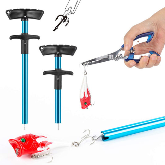 Beswlz Fish Hook Remover 3 Pieces,Squeeze-Out Fish Hook Separator Tools Fishing Pliers Stainless Steel with Sheath,Portable Fishing Extractor Tool Set for Fishing Minimize Injuries