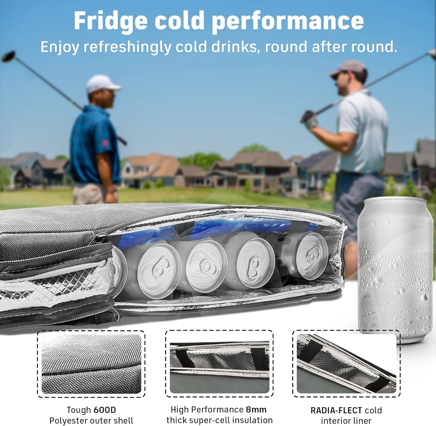 Frostbox Golf Bag Cooler with Ice Pack, Accessories for Men, Insulated Sleeve, Great Gifts