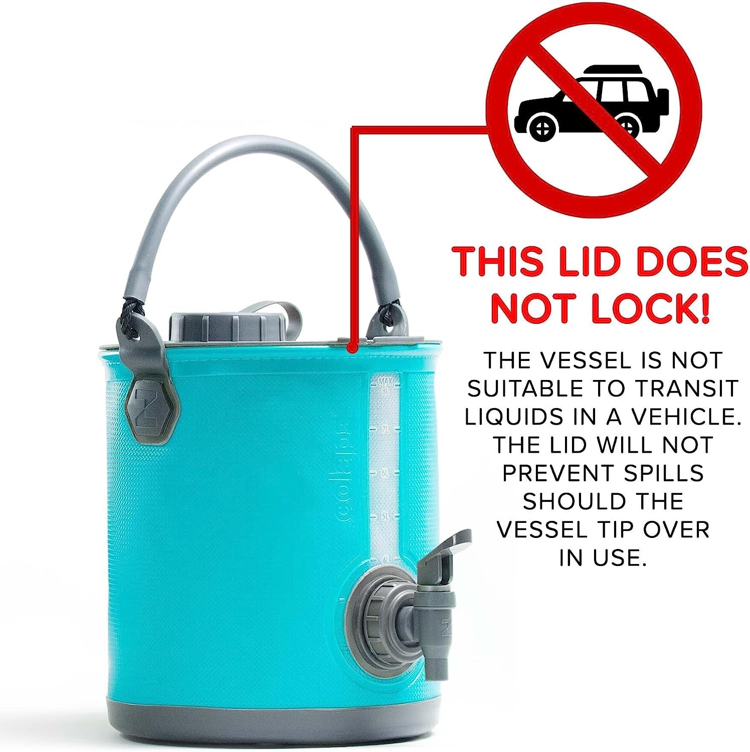 2-In-1 Collapsible Camping Water Container with Spigot - 2 Gallon Portable Bucket & Camping Water Jug with Spout - Sports Water Jug - RV Bucket - Water Jug Dispenser