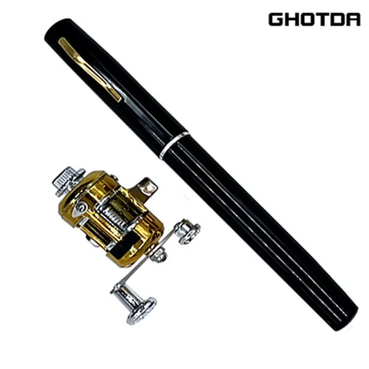 Outdoor Portable Mini Pen Fishing Rod Telescopic Pocket Pen Fishing Rod Mini Fishing Reel Fishing Accessories