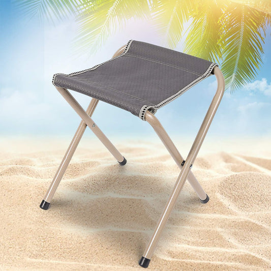 Folding Camp Stools for Adults Heavy Duty, 15 Inch Tall Lightweight Portable Backpacking Stool Seat 300Lbs Capacity, Blue and Grey 2 Pack