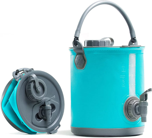 2-In-1 Collapsible Camping Water Container with Spigot - 2 Gallon Portable Bucket & Camping Water Jug with Spout - Sports Water Jug - RV Bucket - Water Jug Dispenser