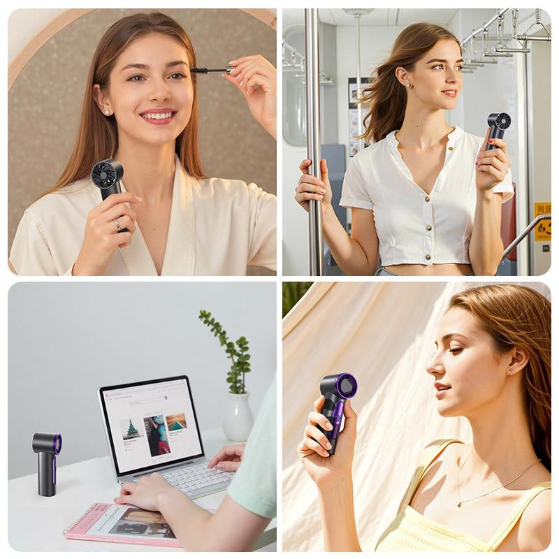 MAGIC JOHN Mini Handheld Fan with LED Display - High-Performance, USB Rechargeable, Sleek and Ultra-Portable Personal Fan for Travel, Office, and Home Use