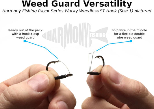 Harmony Fishing - Razor Series Wacky Weedless ST Hooks (Size 1)