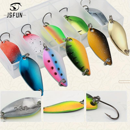 Artificial Fishing Lure, 1 Box 2.5G/3.5G/5G Fishing Kit, Jig Spoon Lure Bait Set, Hard Metal Spinner Wobbler Spoon Lure, Trout Bass Area Fishing Gear Lure, Spoon Bait