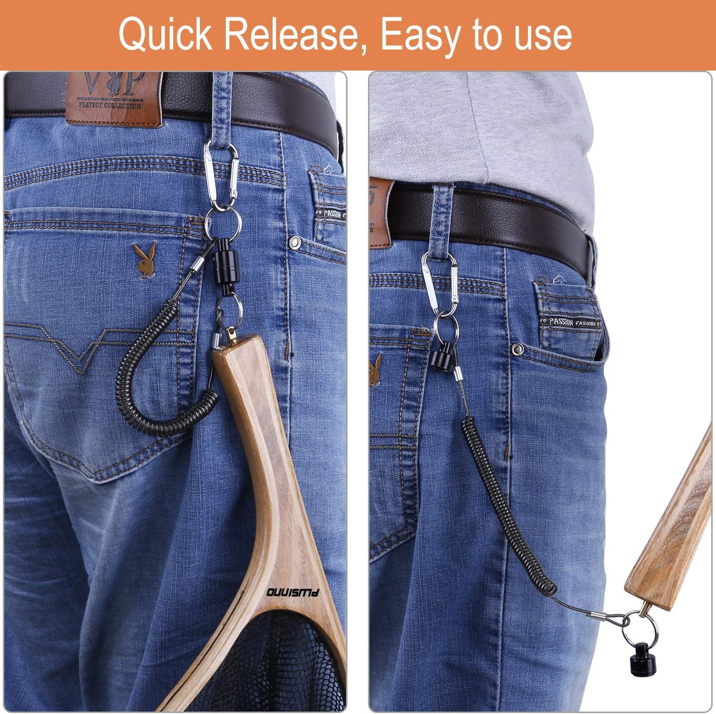 Fly Fishing Net, Wooden Frame Fishing Landing Net with Magnetic Release, Soft Rubber Mesh Net for Trout Bass Catch and Release, Magnetic Fly Fishing Gear