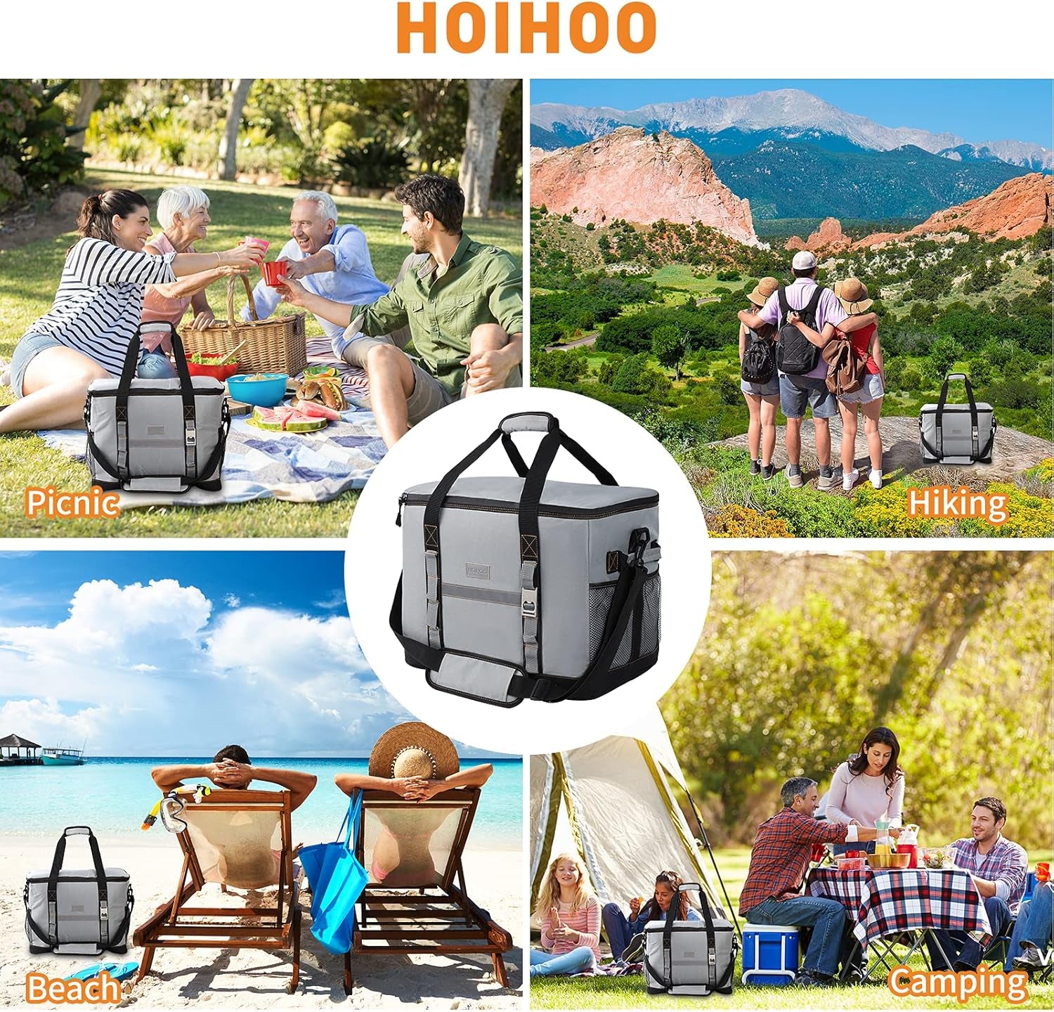 Insulated Leakproof Cooler Backpack - 32 Can Capacity, Double Deck Design, Lightweight and Waterproof for Beach, Camping, and Hiking