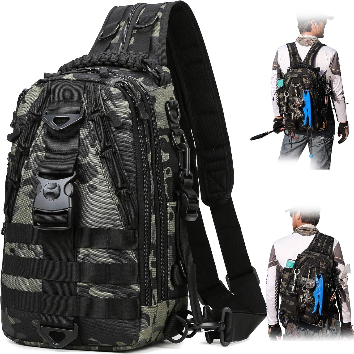 Fishing Backpack Storage Bag Outdoor Tackle Bag Large Fishing Tackle Bag Water-Resistant Outdoor Shoulder Backpack Fishing Gear Bag(Upgraded Version)