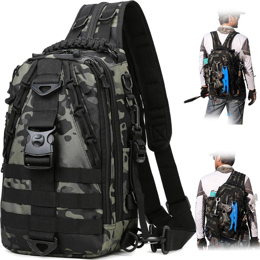 Fishing Backpack Storage Bag Outdoor Tackle Bag Large Fishing Tackle Bag Water-Resistant Outdoor Shoulder Backpack Fishing Gear Bag(Upgraded Version)