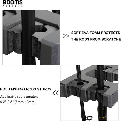 Rod Holder for Garage: Wall Mount Fishing Pole Holders for Garage | Fishing Rod Rack Holds up to 10 Rods, Vertical/Horizontal/Ceiling Fishing Pole Racks, WV4 Gray + Black