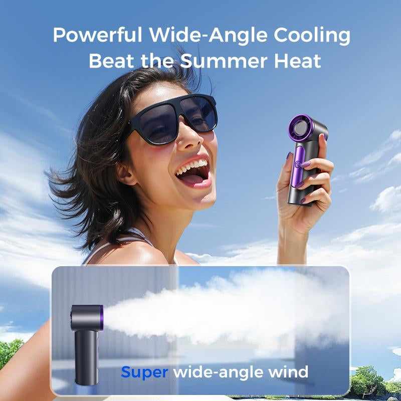 MAGIC JOHN Mini Handheld Fan with LED Display - High-Performance, USB Rechargeable, Sleek and Ultra-Portable Personal Fan for Travel, Office, and Home Use