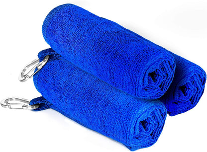 B0T Microfiber Fishing Towel with Clip, 3 Pack Blue
