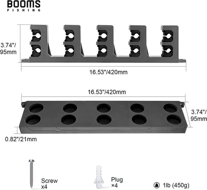 Rod Holder for Garage: Wall Mount Fishing Pole Holders for Garage | Fishing Rod Rack Holds up to 10 Rods, Vertical/Horizontal/Ceiling Fishing Pole Racks, WV4 Gray + Black