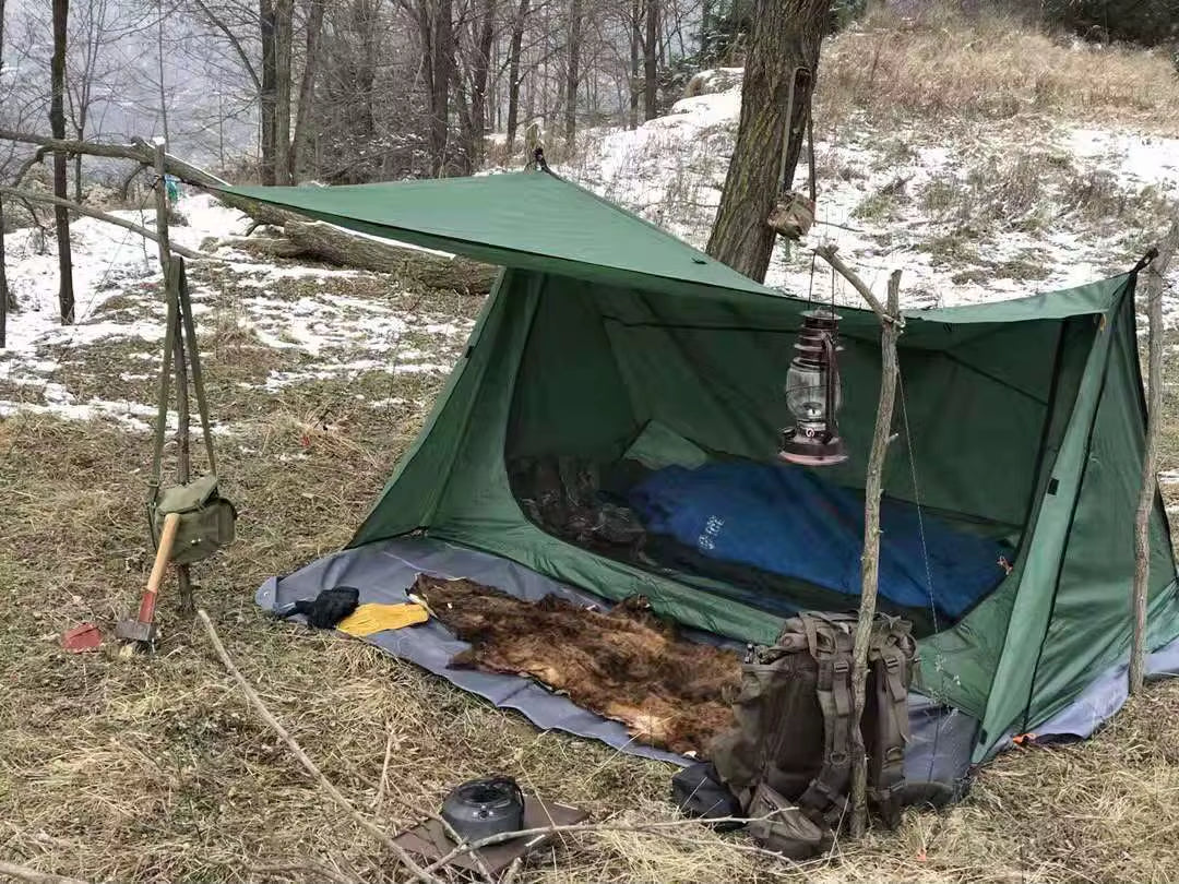 Ultralight Bushcraft Shelter,Brown,Army Green and Black, Backwoods Shelter