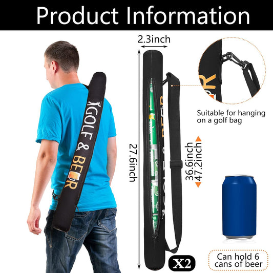 Golf & Beer 2-Piece Neoprene Golf Bag Cooler Sleeve for 6/7 Cans - Stylish Beverage Holder for Outdoor Sports