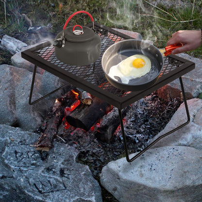 Folding Campfire Grill Heavy Duty Steel Grate, Portable Camp Fire Cooking Racks for over Fire Pit