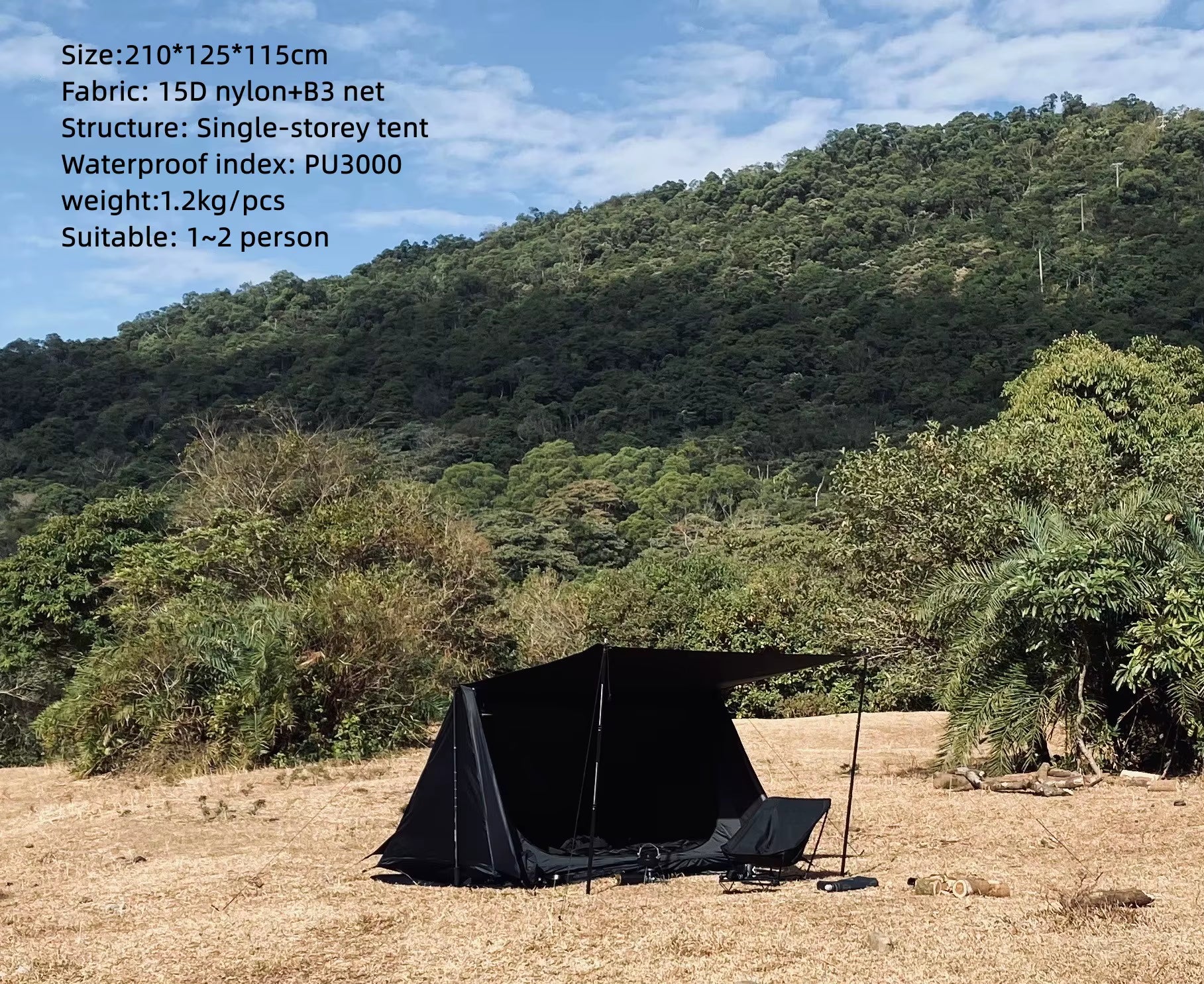 Ultralight Bushcraft Shelter,Brown,Army Green and Black, Backwoods Shelter